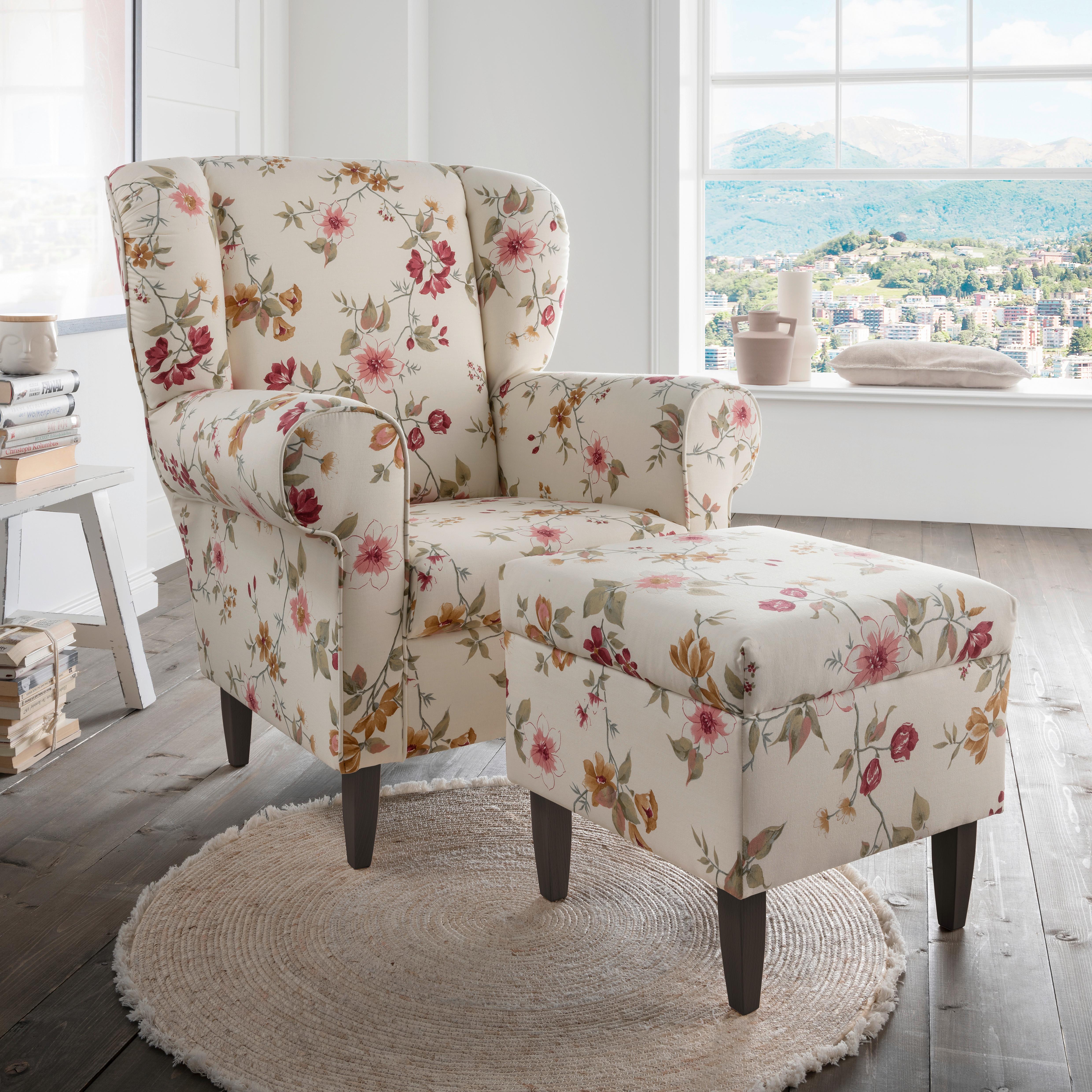 Sesselset Asino Beige/Rot/Wengefarben B: 80 cm - Wengefarben/Beige, ROMANTIK / LANDHAUS, Textil (80/102/86cm) - Livetastic