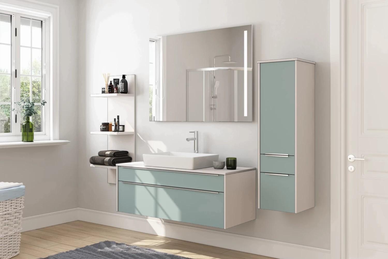 Badmöbel-Set 4-Tlg. Toronto B: ca. 240 cm Grau/Aqua - Grau, Holzwerkstoff (240cm) - Vertico