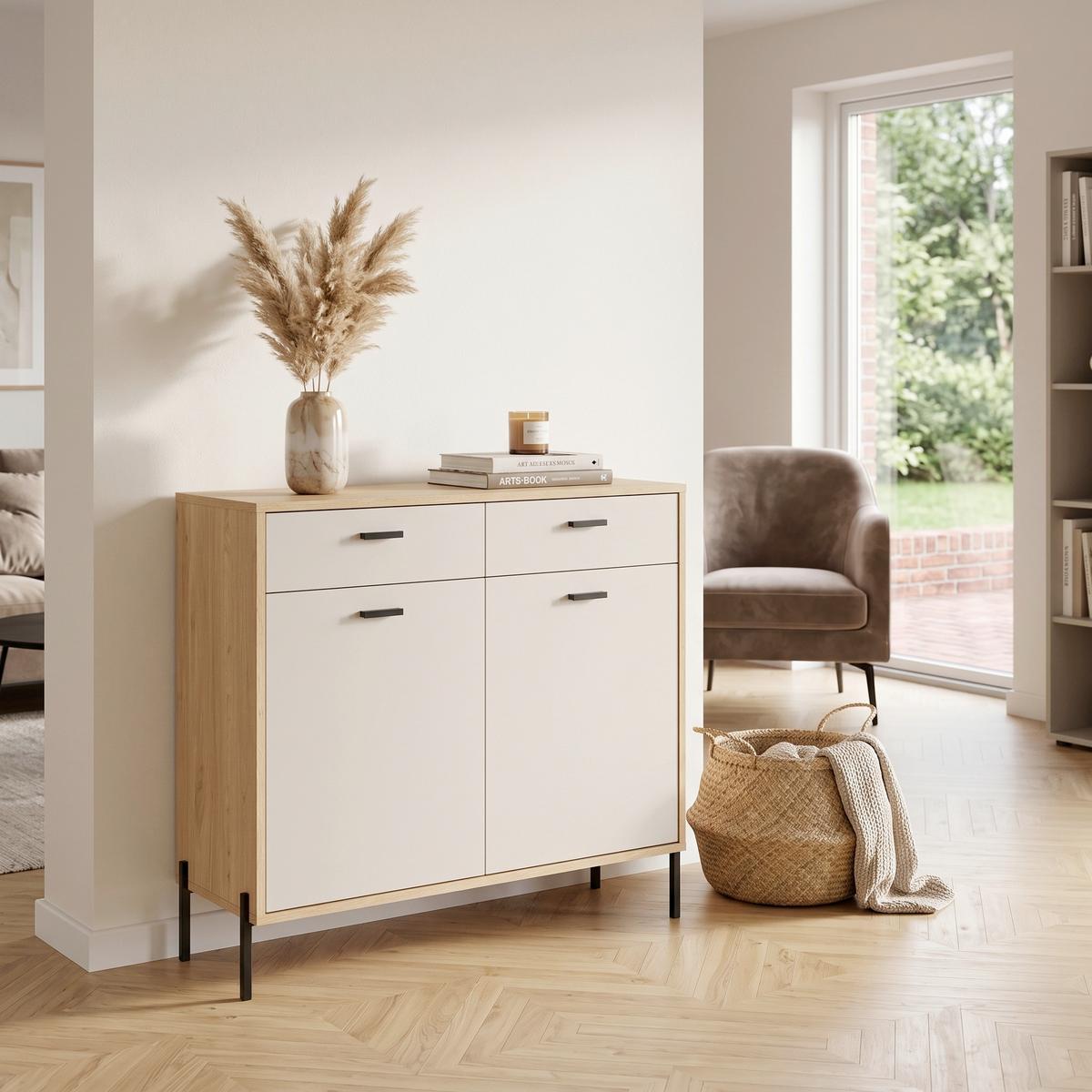 Kommode Fredericia Eichefarben Kaschmir B: 105 cm - Kaschmir/Eichefarben, Design, Holzwerkstoff (105/95/35cm) - MID.YOU