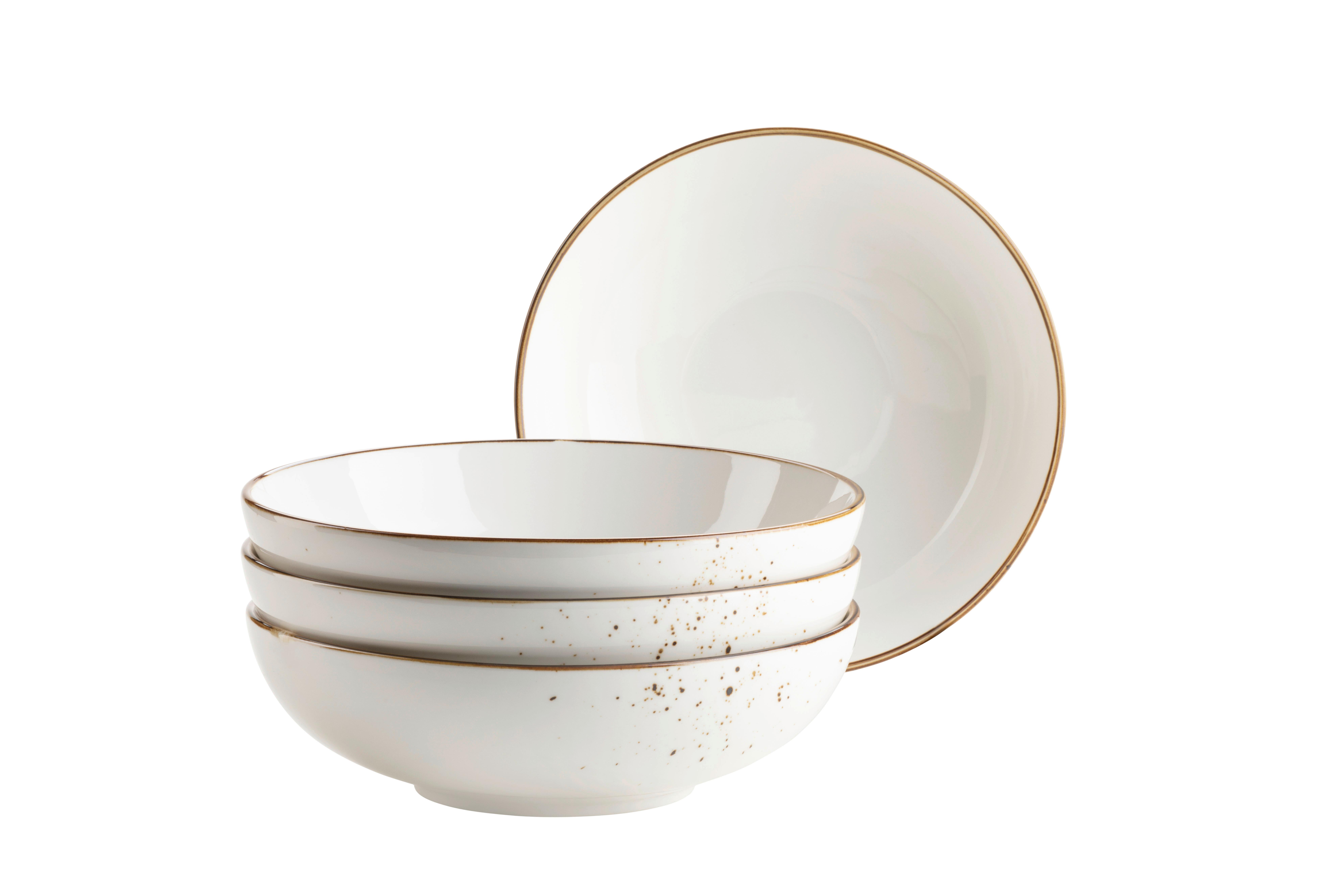 Schüsselset Pintar Porzellan 4--Teilig. B: 21,5 cm - Braun/Weiß, Basics, Keramik - Mäser
