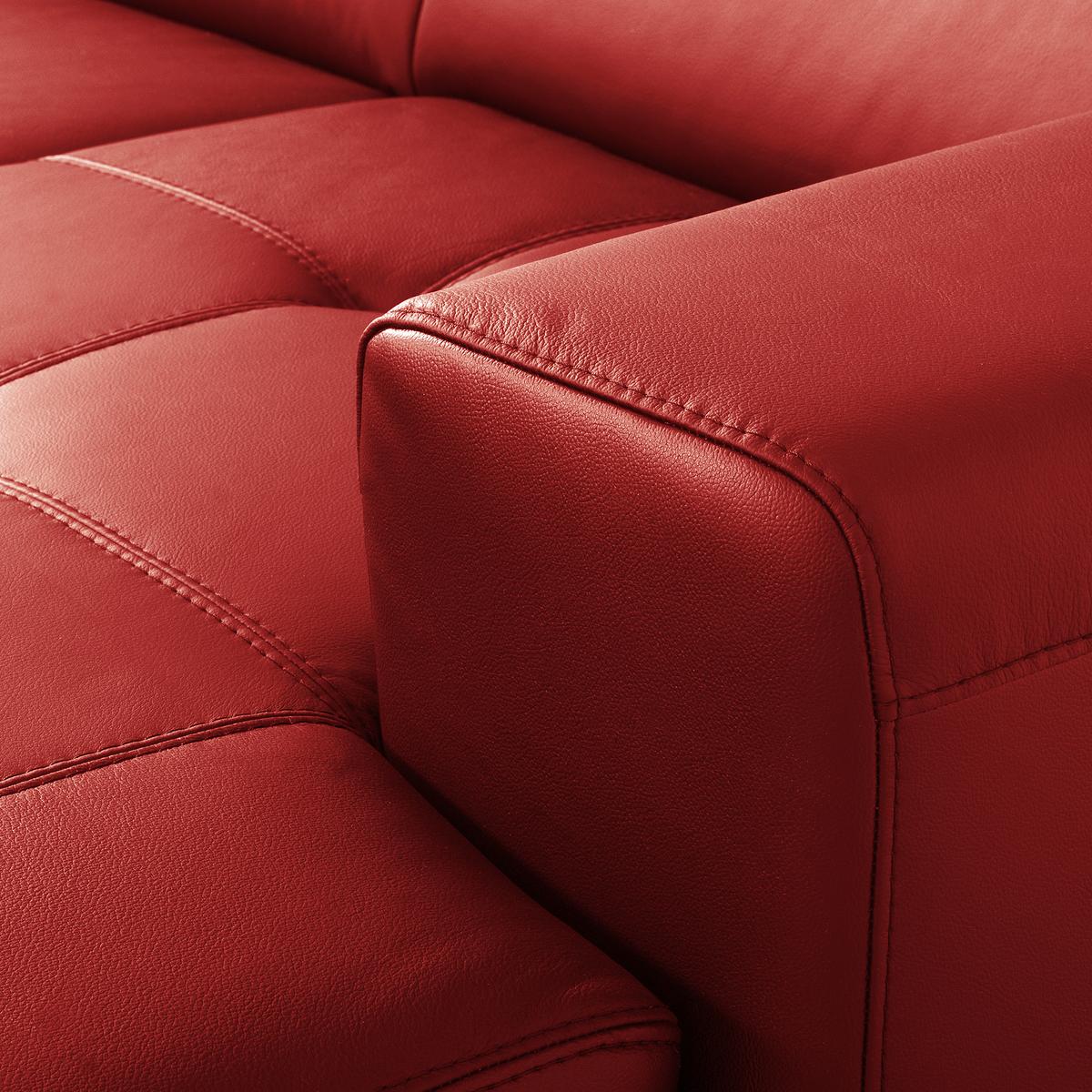 Ecksofa Torino Teilleder Rot 247x173 - Rot/Schwarz, Design, Leder/Textil (247/173cm) - Livetastic