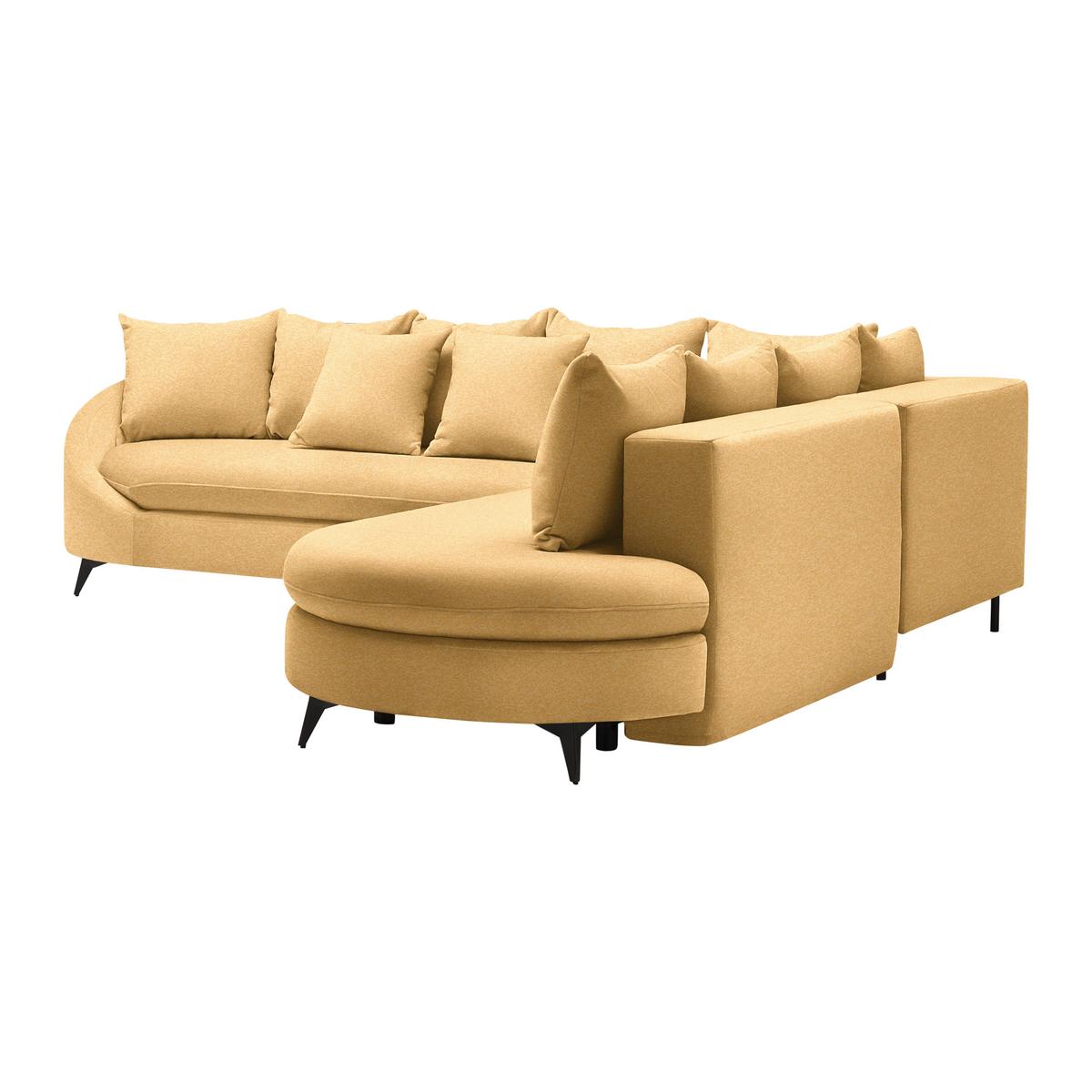 Rohová sedačka AXEL, pravá, hořčicově žlutá tkanina - černá/hořčicově žlutá, Moderní, kov/textil (291/250cm) - Mömax