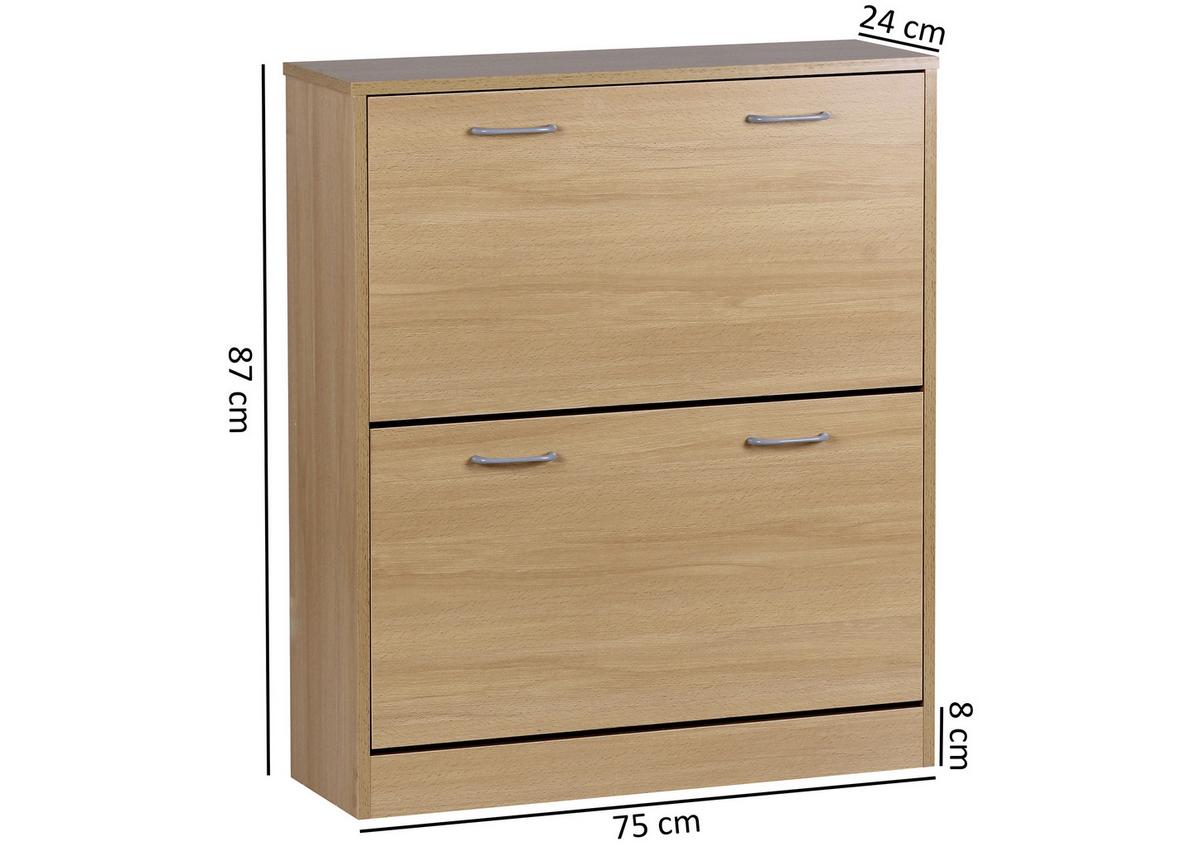 Vyklápěcí botník Sarah buk - barvy stříbra/barvy buku, Konvenční, kompozitní dřevo/plast (75/87/24cm) - MID.YOU