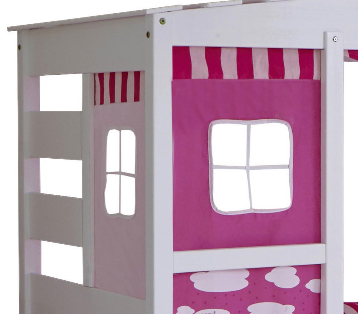 Posteľ v tvare domčeka LIO záves ružový - pink, Modern, drevo (90/200cm) - MID.YOU