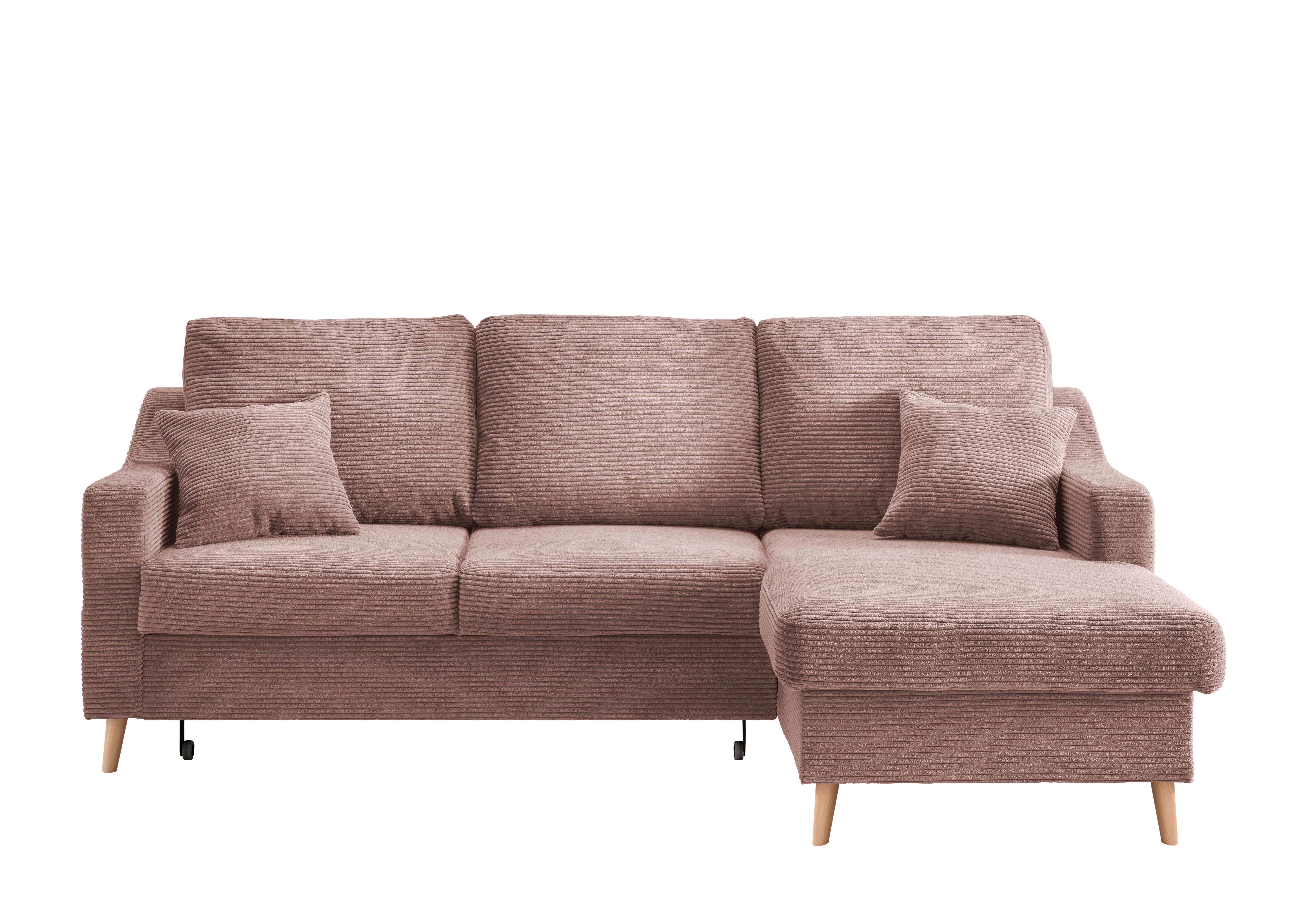 Ecksofa Valentina - Rosa/Naturfarben, Design, Textil (228/150cm) - P & B