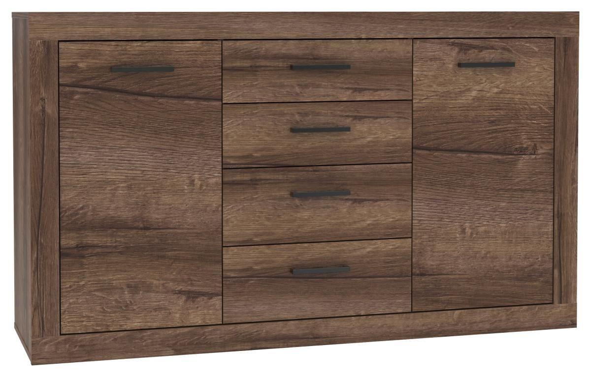 Komód Trass - fekete/tölgyfa, Konventionell, műanyag/faalapú anyag (142,8/85/41,3cm)