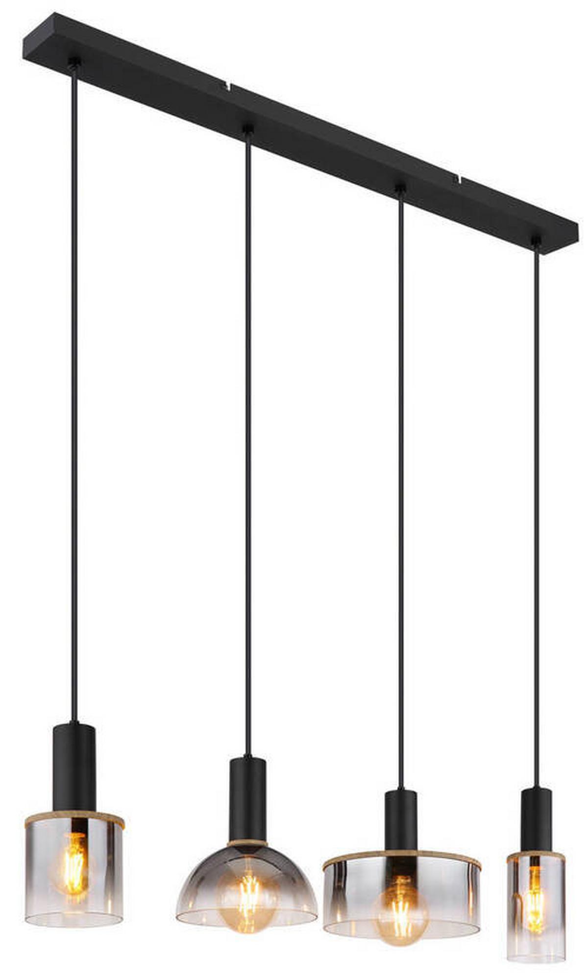 Hängeleuchte 15551-4h - Dunkelbraun/Schwarz, Basics, Glas/Kunststoff (105/25/120cm) - Globo