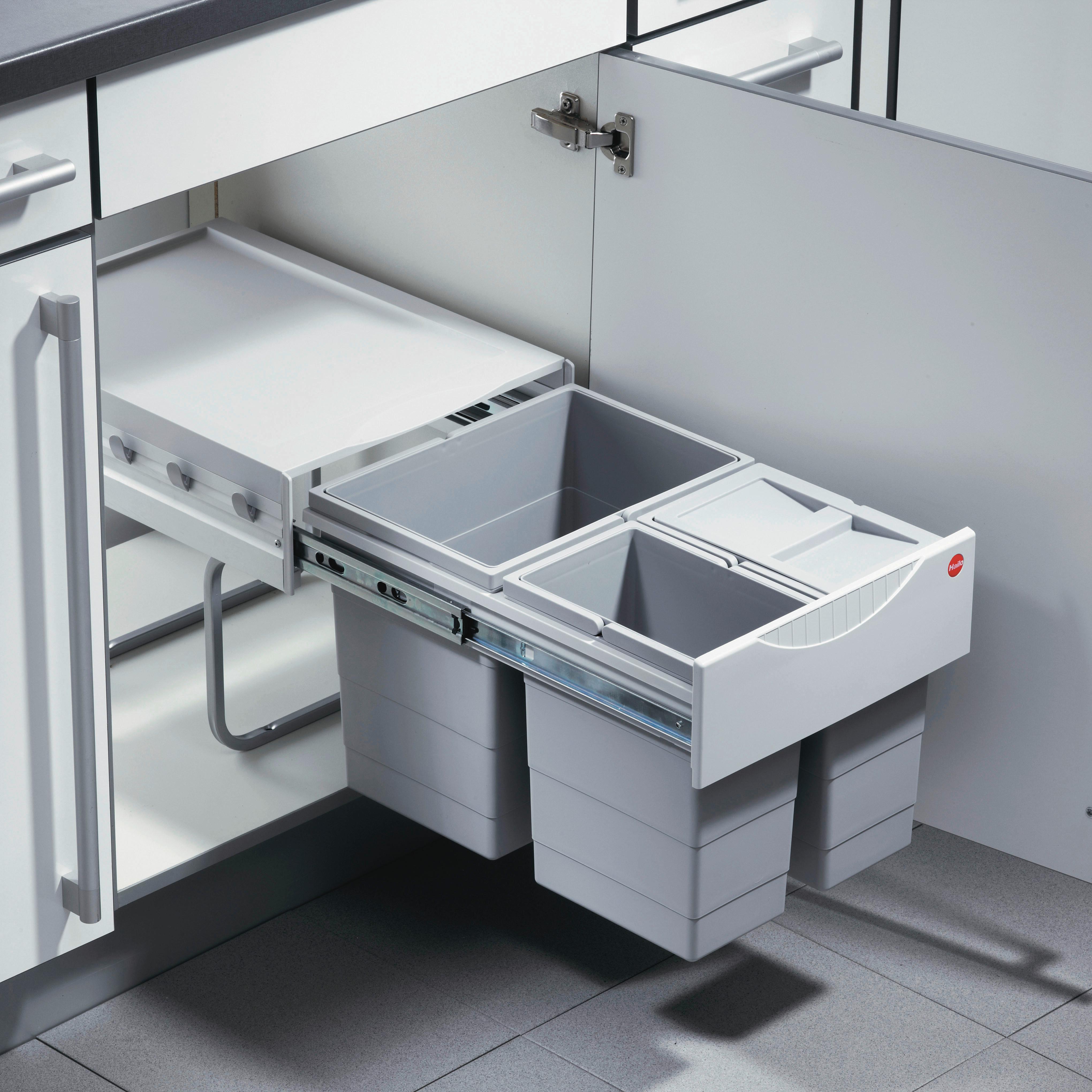 Abfallsammler Tandem 2 Kübel Bht 34,6x47,5x33,6 Cm - Anthrazit, Basics, Kunststoff/Metall (34,6/47,5/33,6cm)