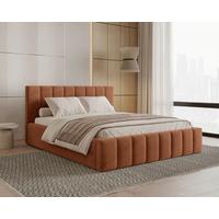 Polsterbett Sky mit Bettkasten 160x200 - Terracotta/Schwarz, MODERN, Holz (160/200cm) - Livetastic