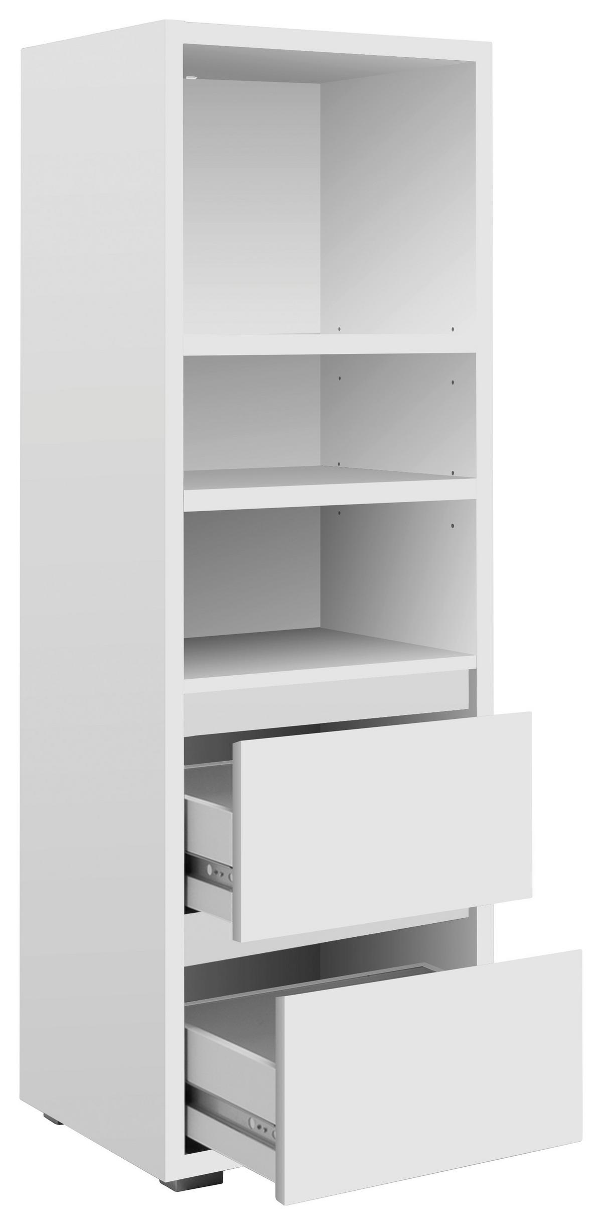 Regal mit Laden Image 45 cm Weiß - Silberfarben/Weiß, KONVENTIONELL, Holzwerkstoff (45/131/37cm) - MID.YOU