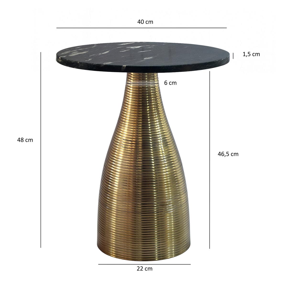 BEISTELLTISCH Schwarz L: 40cm - Goldfarben/Schwarz, Design, Stein/Metall (40/40/48cm) - Livetastic