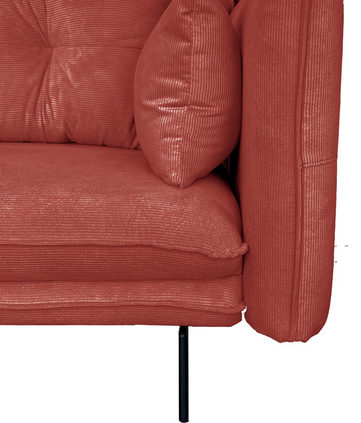 2-sitzer-sofa Sing Koralle Cord B: 262 Cm - Koralle/Schwarz, Design, Textil (262/91/115cm) - MID.YOU