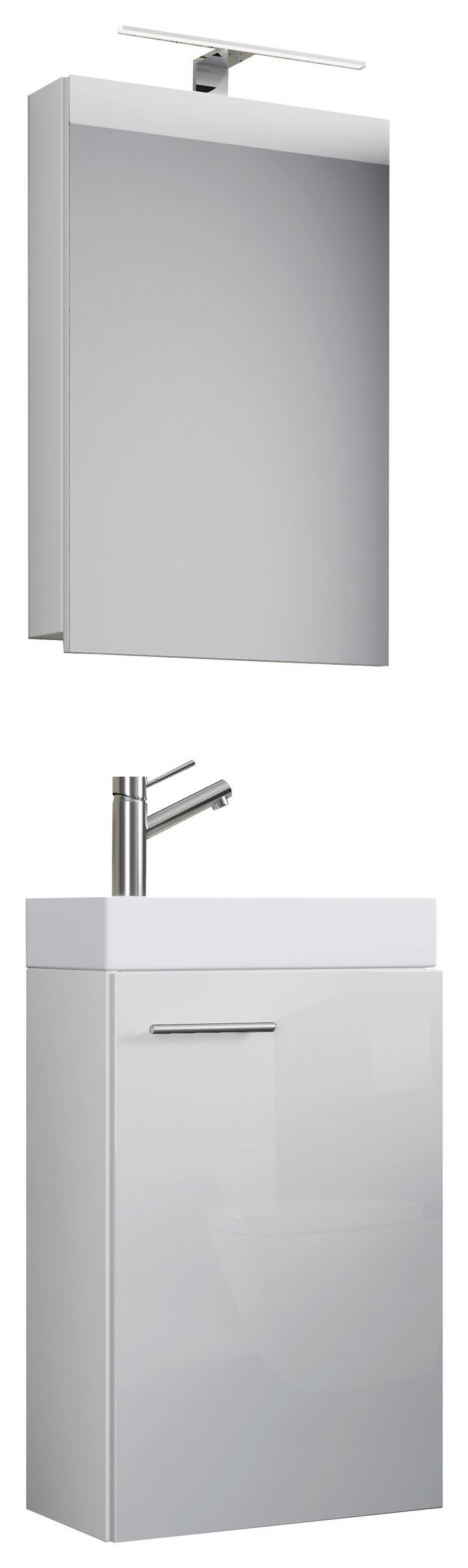 Gästebad 4-tlg. Inkl. Led Hängend Slito Weiß - Weiß, MODERN, Keramik/Holzwerkstoff (40cm) - MID.YOU