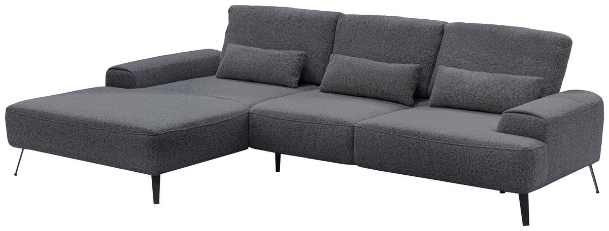 Ecksofa Astoria Dunkelgrau S:178x307cm - Dunkelgrau/Schwarz, Design, Textil (178/305cm) - Livetastic