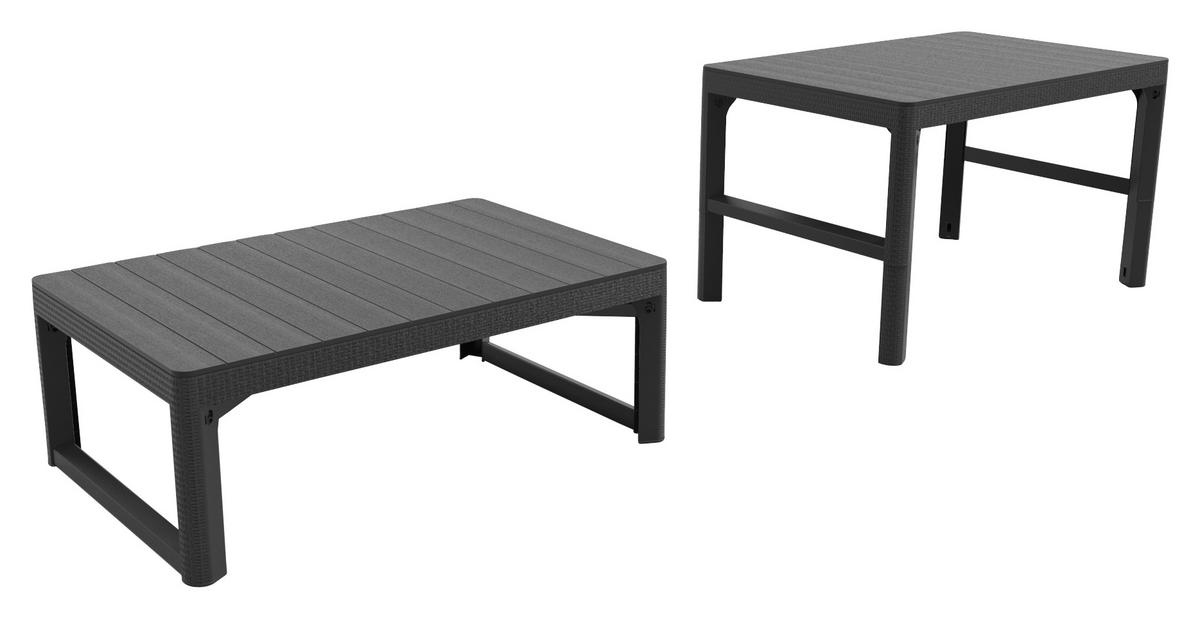 Gartentisch Höhenverstellbar Lyon Polyrattan L 116 Cm - Graphitfarben, MODERN, Kunststoff (116/40/64/72cm) - Keter