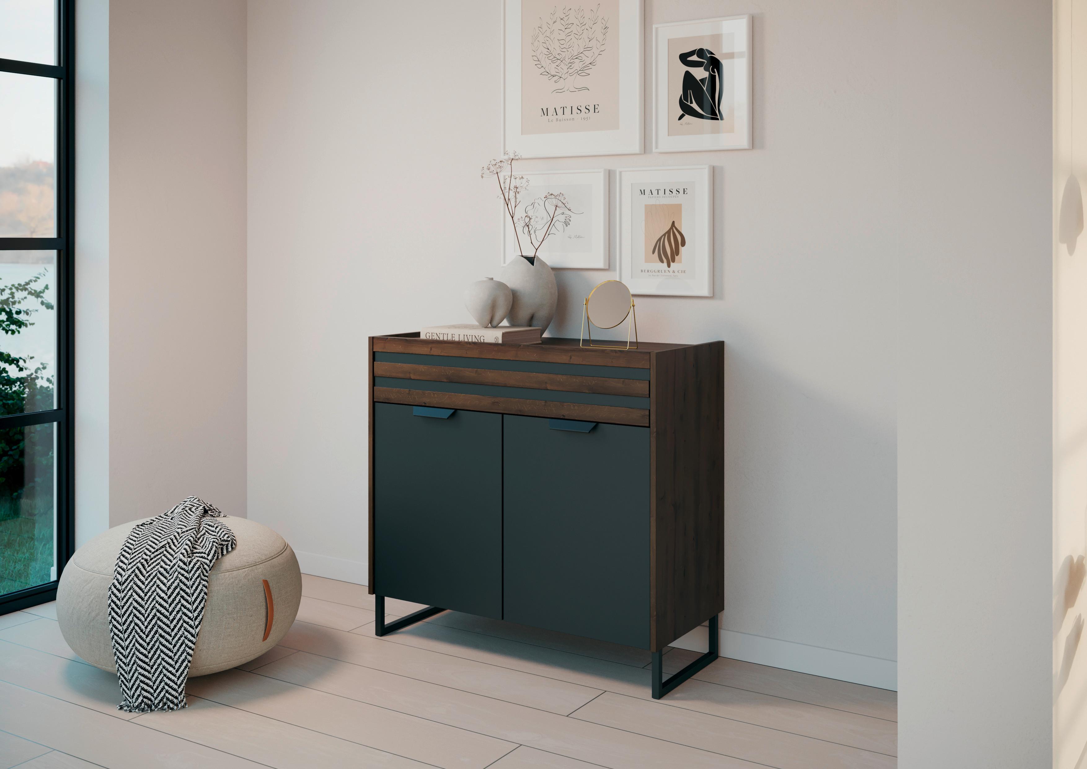 Kommode Barea Dunkelgrau Eiche Dekor - Eiche dunkel/Dunkelgrau, MODERN, Holzwerkstoff (96/87/41cm) - Rauch Möbel