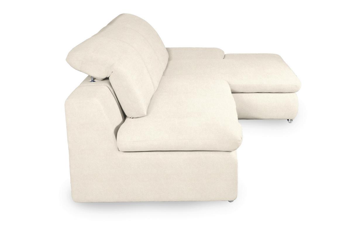 Ecksofa Isona Creme Chenille - Chromfarben/Creme, Design, Textil (286/165cm) - Livetastic