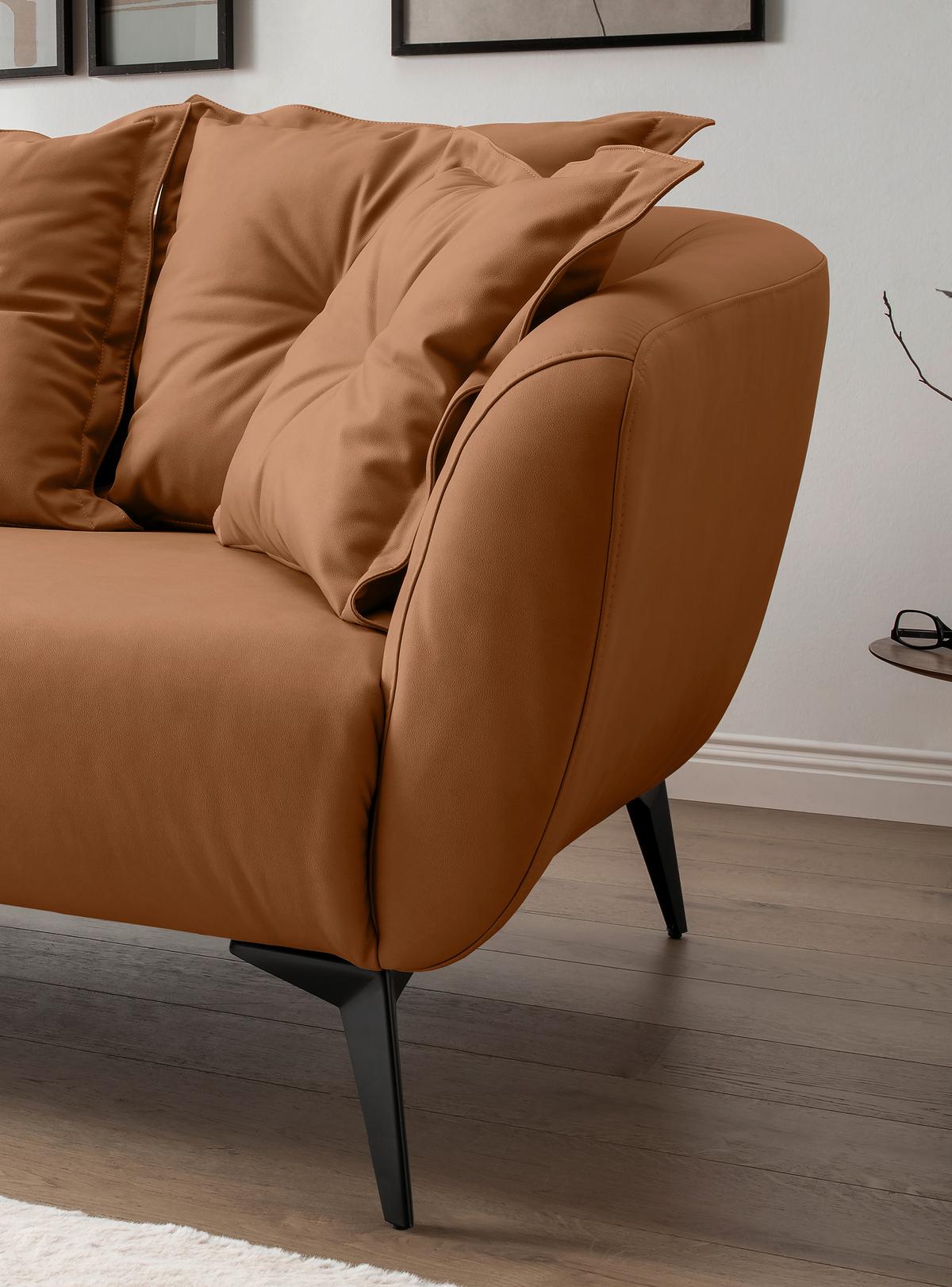 Ecksofa Baggio Cognac S: 162x277 cm - Cognac/Schwarz, MODERN, Textil (162/277cm) - Livetastic