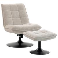 Relaxliege Kairo Creme Sitzfläche drehbar, B: 71 cm - Creme/Schwarz, MODERN, Holz/Textil (71/88/89cm)