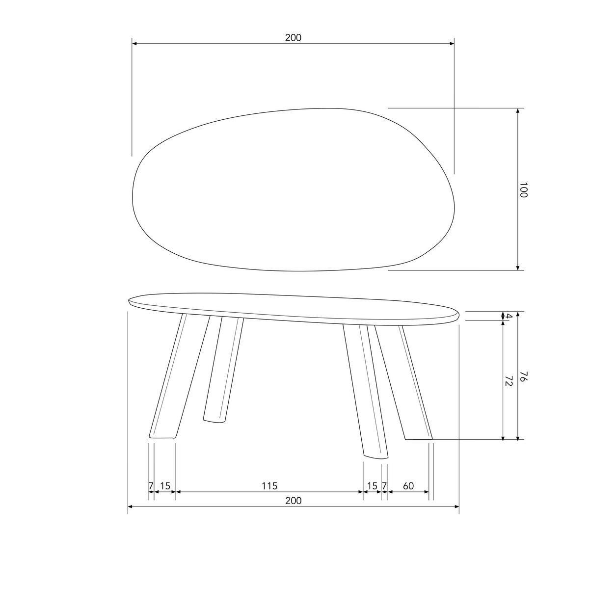 ESSTISCH Roundly Walnussfarben L: 200cm - Walnussfarben, MODERN, Holz (200/100/76cm) - Livetastic