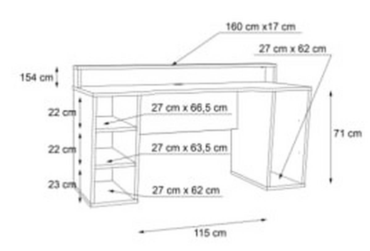 Gaming Tisch Mit Stauraum Und Aufsatz B 160cm H 91cm Tezaur - Schwarz, MODERN, Holzwerkstoff/Kunststoff (160/72/91cm) - MID.YOU