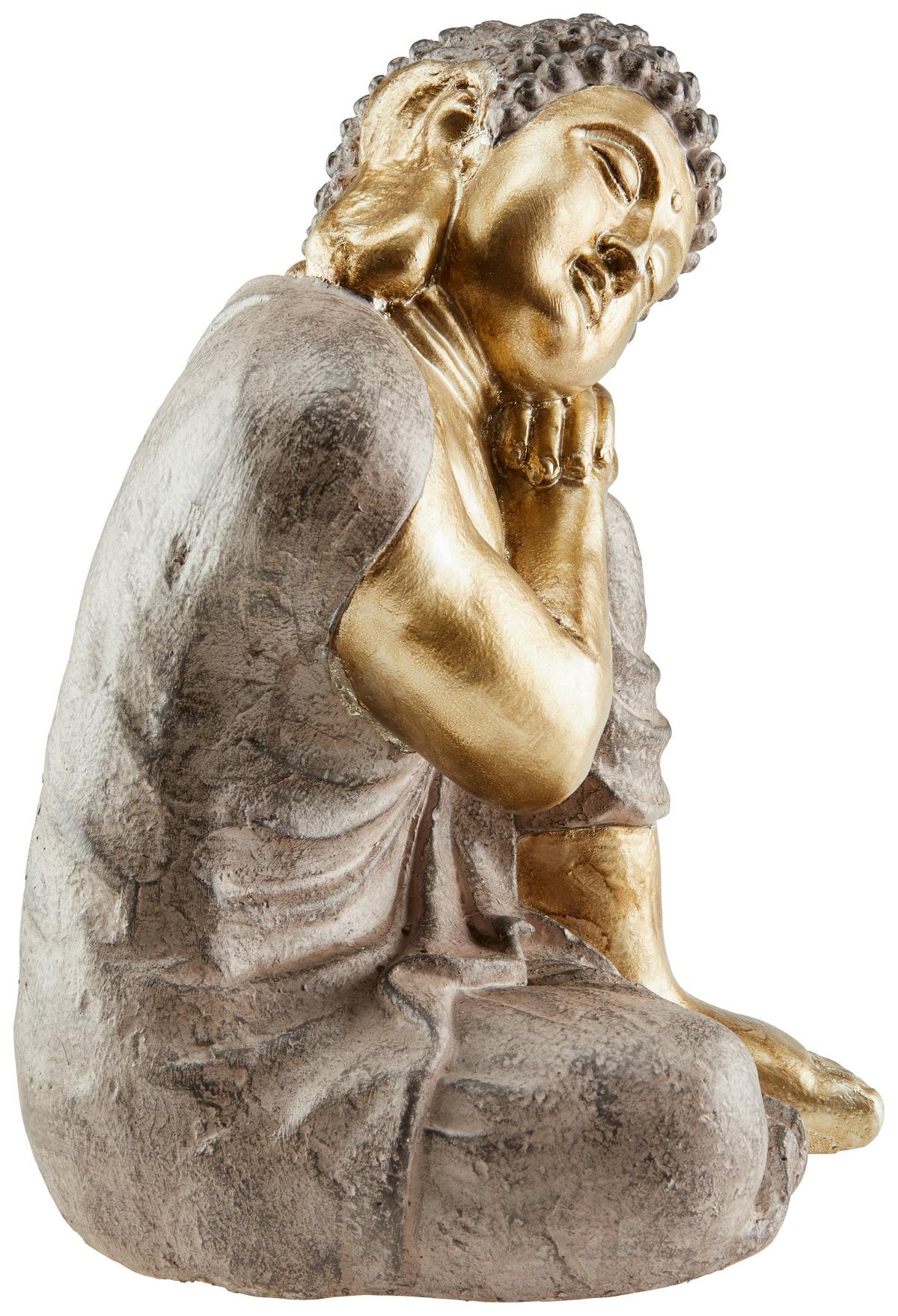 Dekofigur Buddah H: 35 cm Magnesia für In- und Outdoor - Goldfarben, LIFESTYLE, Stein (21,5/24/35cm) - Luca Bessoni