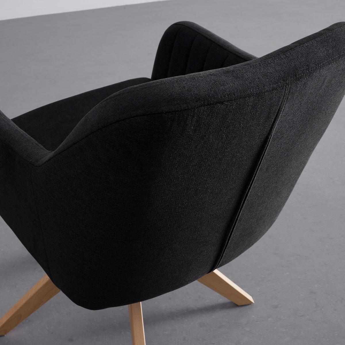 Sametová židle Lucita, otočná, nohy dřevo - přírodní barvy/antracitová, Moderní, kov/dřevo (59/88/60cm) - Bessagi Home