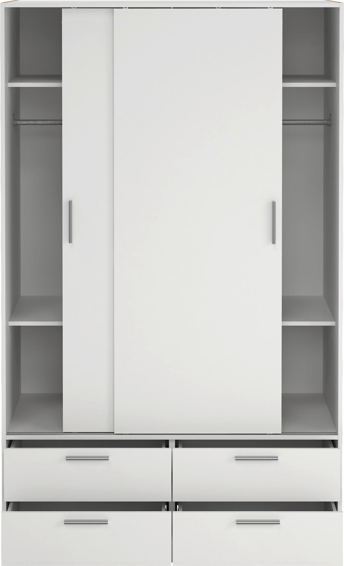 Schiebetürenschrank Line Weiß, B: 121,2 cm - Weiß, MODERN, Holzwerkstoff (121,2/200/60,3cm) - MID.YOU