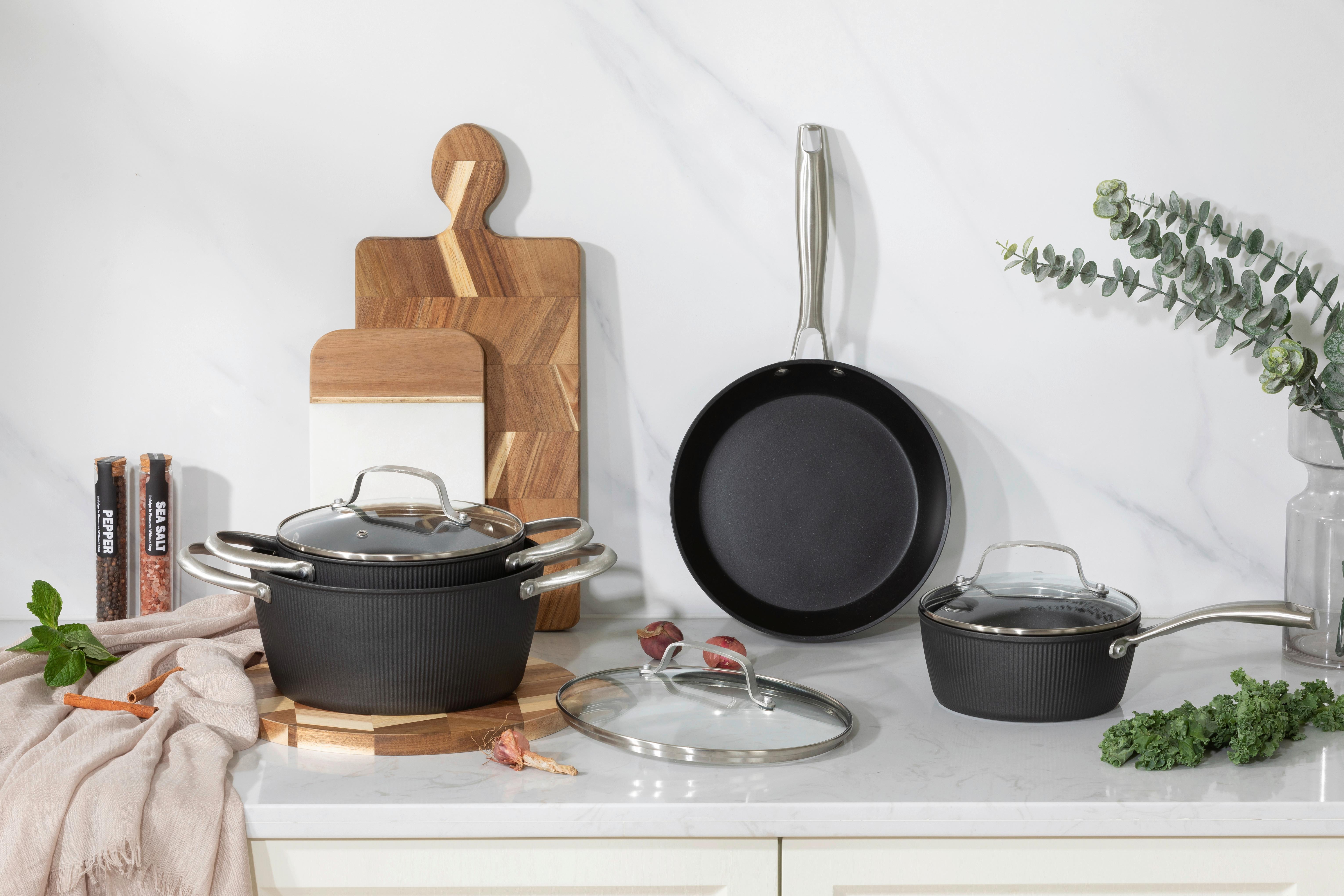 Kochtopfset Valeria - Klar/Schwarz, MODERN, Glas/Metall - James Wood