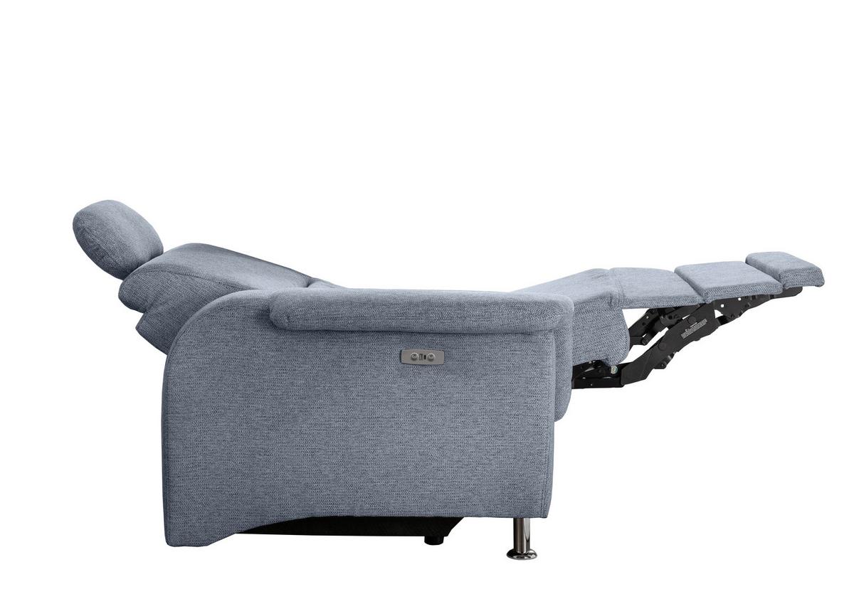 Ecksofa mit Relaxfunktion Parole Hellblau Chenille - Chromfarben/Hellblau, MODERN, Textil (231/165cm) - Livetastic
