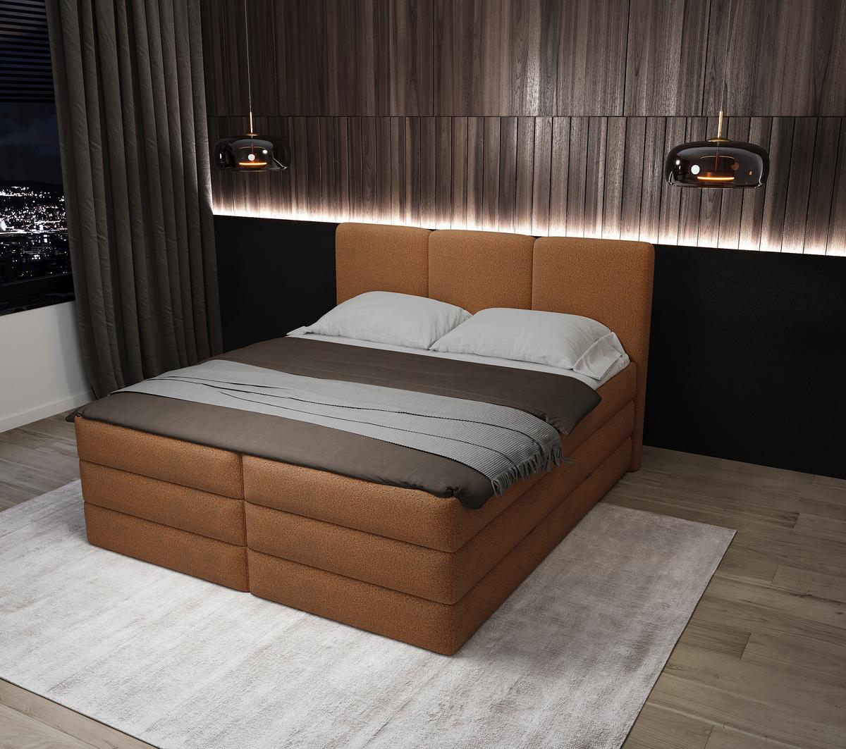 Boxspringbett mit Bettkasten 160x200 cm Castel V - Rostfarben/Schwarz, MODERN, Holz/Holzwerkstoff (160/200cm) - MID.YOU