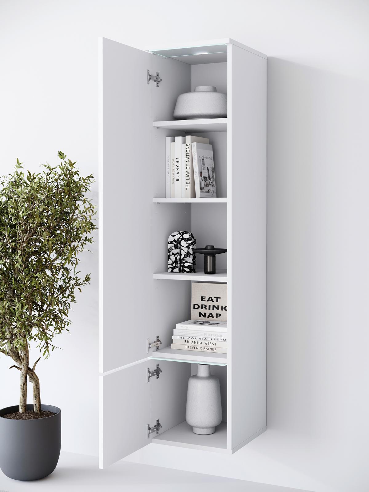 Hochschrank Vera Weiß Hg B: 30cm - Weiß Hochglanz/Weiß, Design, Holzwerkstoff (30/130/33cm) - Livetastic