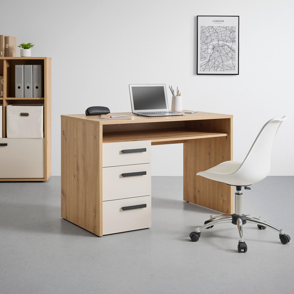 PÍSACÍ STÔL CASA MIA - kašmírová/antracitová, Konventionell, kov/kompozitné drevo (110cm)