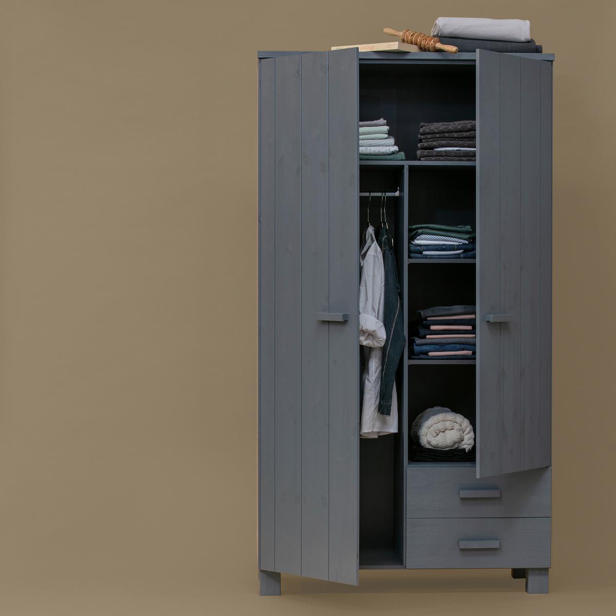 Garderobenschrank Dennis Dunkelgrau B: 111 Cm - Dunkelgrau, Design, Holz/Holzwerkstoff (111/202/55cm) - Livetastic