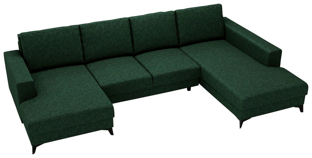 Harvey Grün U: 156x339x190 Cm - Schwarz/Grün, Design, Textil (156/339/190cm) - Livetastic