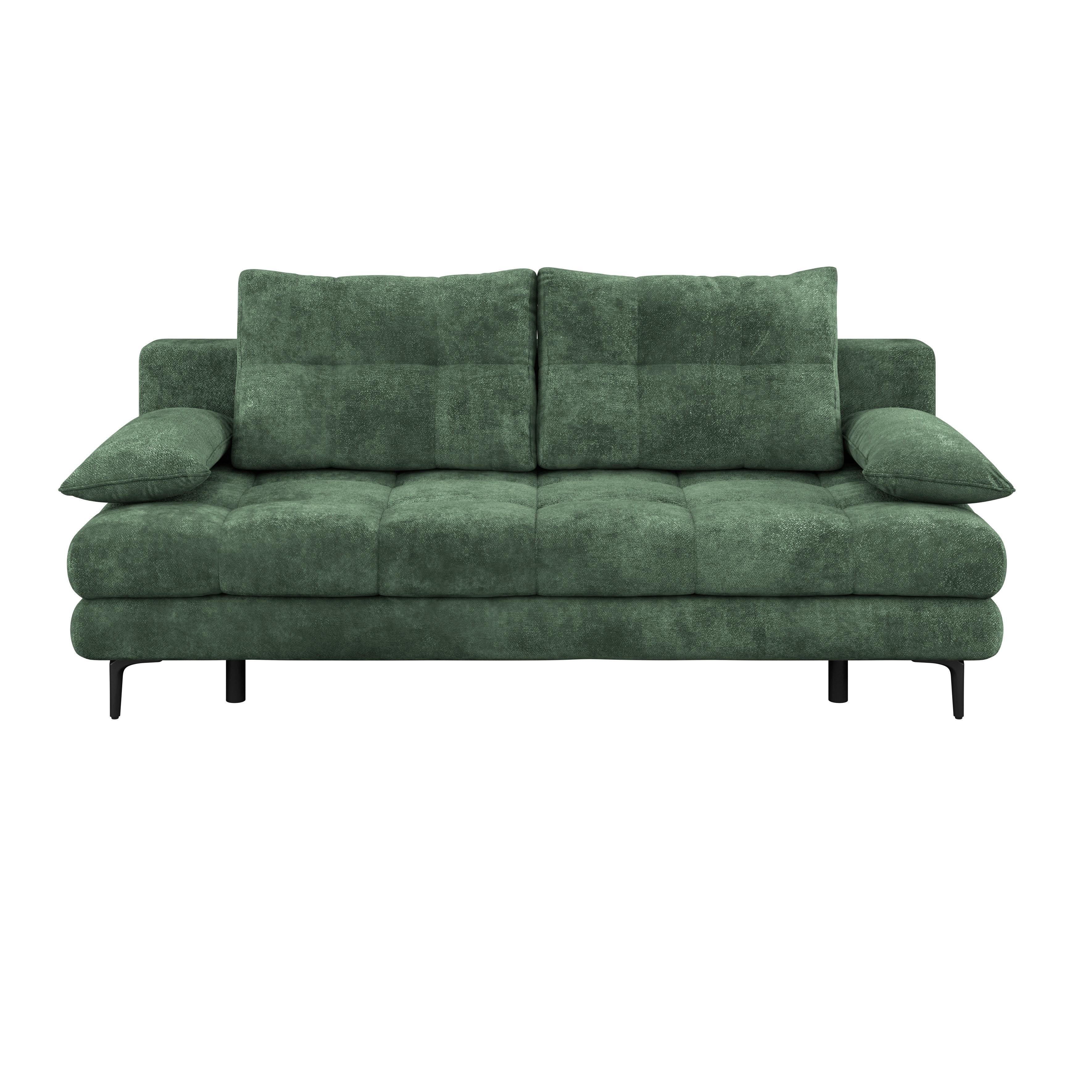 Rozkládací pohovka PERLA, tmavě zelený velur - černá/tmavě zelená, Konvenční, kov/textil (203/94/96cm)