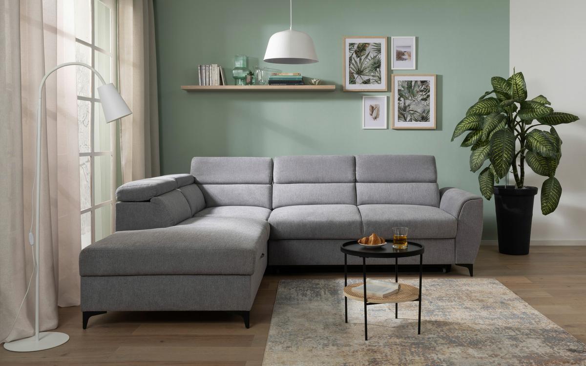 Ecksofa Lapis Grau S: 217/255 Cm - Schwarz/Grau, KONVENTIONELL, Textil (217/255cm) - MID.YOU