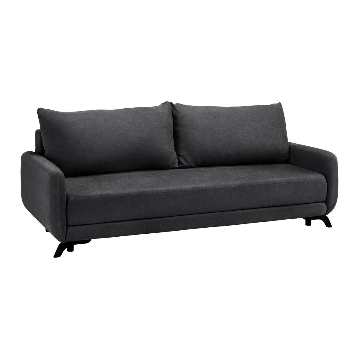 Praktická rozkladacia pohovka Oliver, antracit - čierna/farba akácie, Modern, drevo/textil (220/74/93cm) - Bessagi Home