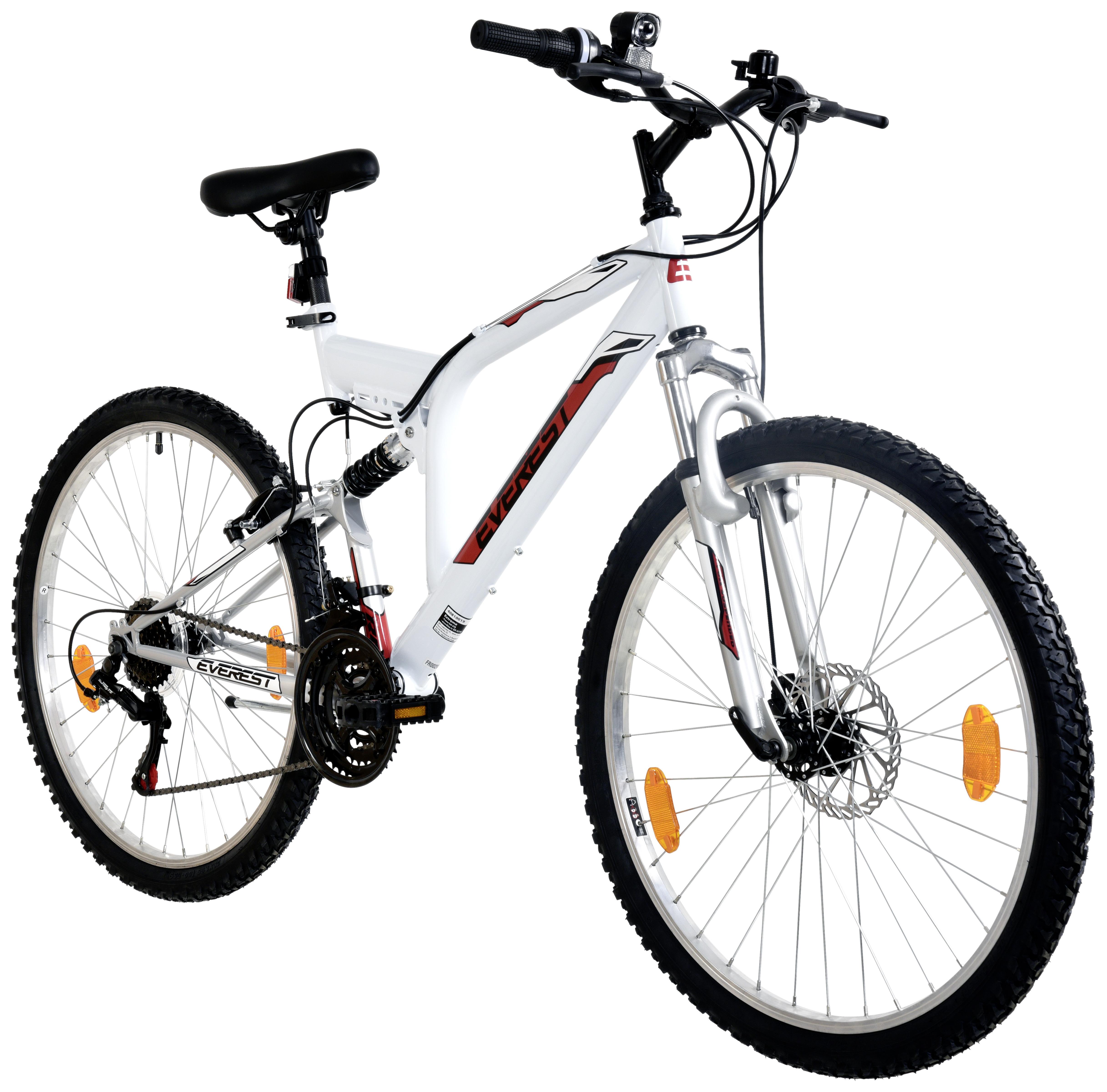 Mountainbike 26 Zoll Everest 18 Gänge Unisex - Silberfarben/Weiß, Basics, Kunststoff/Metall (165/58/98cm)