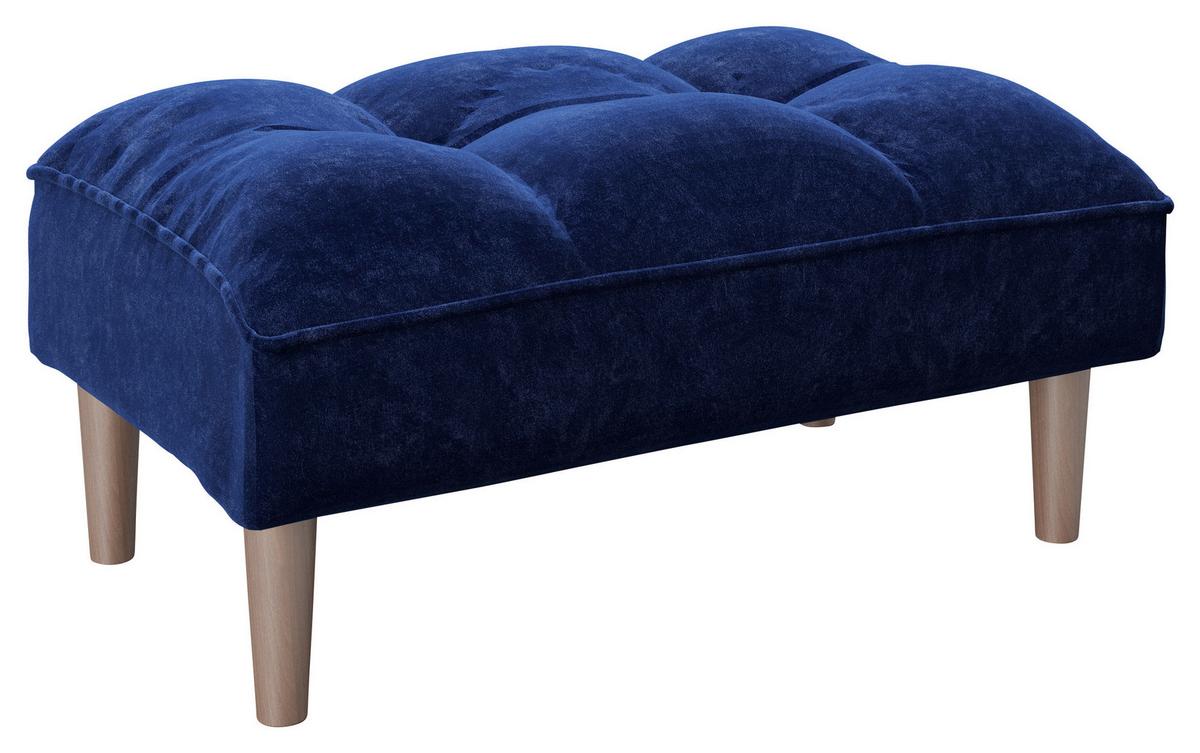 Hocker Scarlett Samt Blau Sitz Gepolstert H: 43,5 cm - Blau, KONVENTIONELL, Textil (88/43,5/57cm) - Playboy