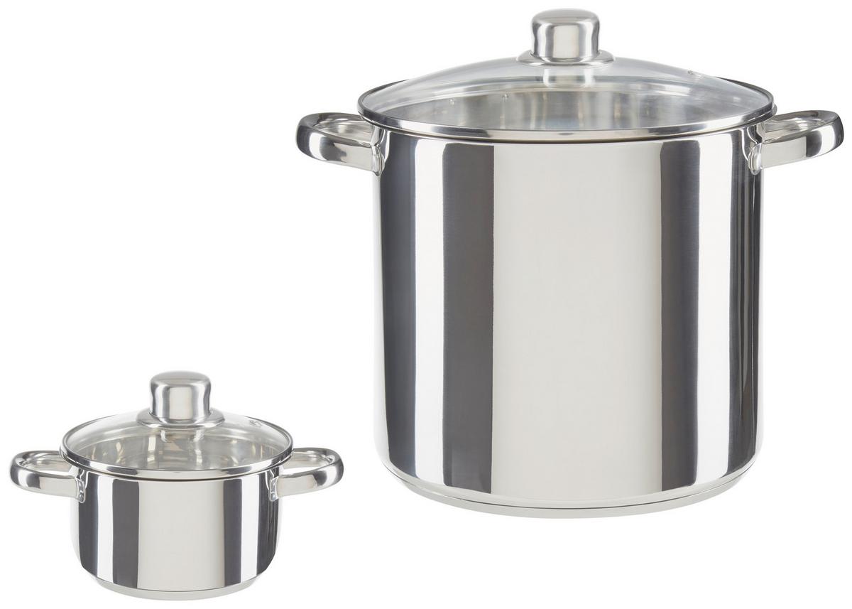 Főzőedénykészlet Kb. 8,5l És Kb. 1l - nemesacélszínű/áttetsző, Basics, Üveg/fém - Luca Bessoni
