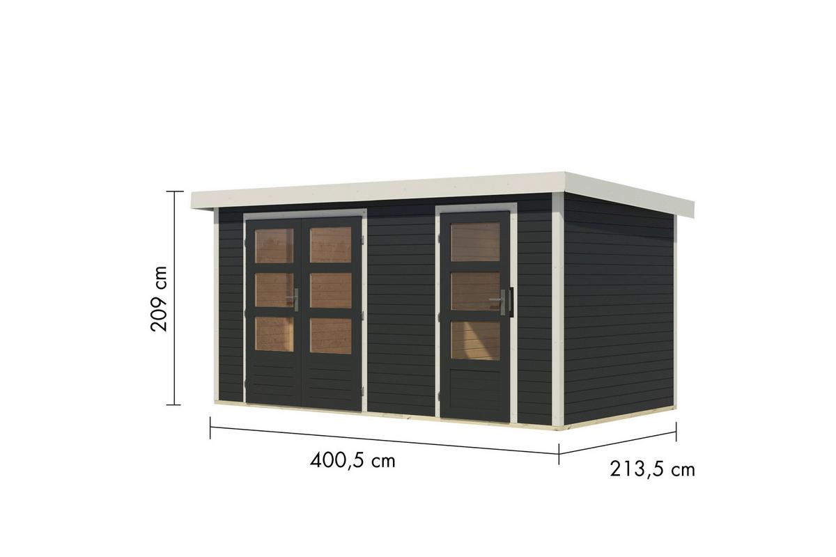 Gartenhaus Gaia 2c 40121 Gaia 2 C - Anthrazit/Weiß, Basics, Holz (400/209/213cm)