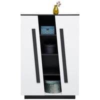 Highboard B: 85 cm Maxi Weiß/Grau - MODERN, Holzwerkstoff (85/127,5/42cm)