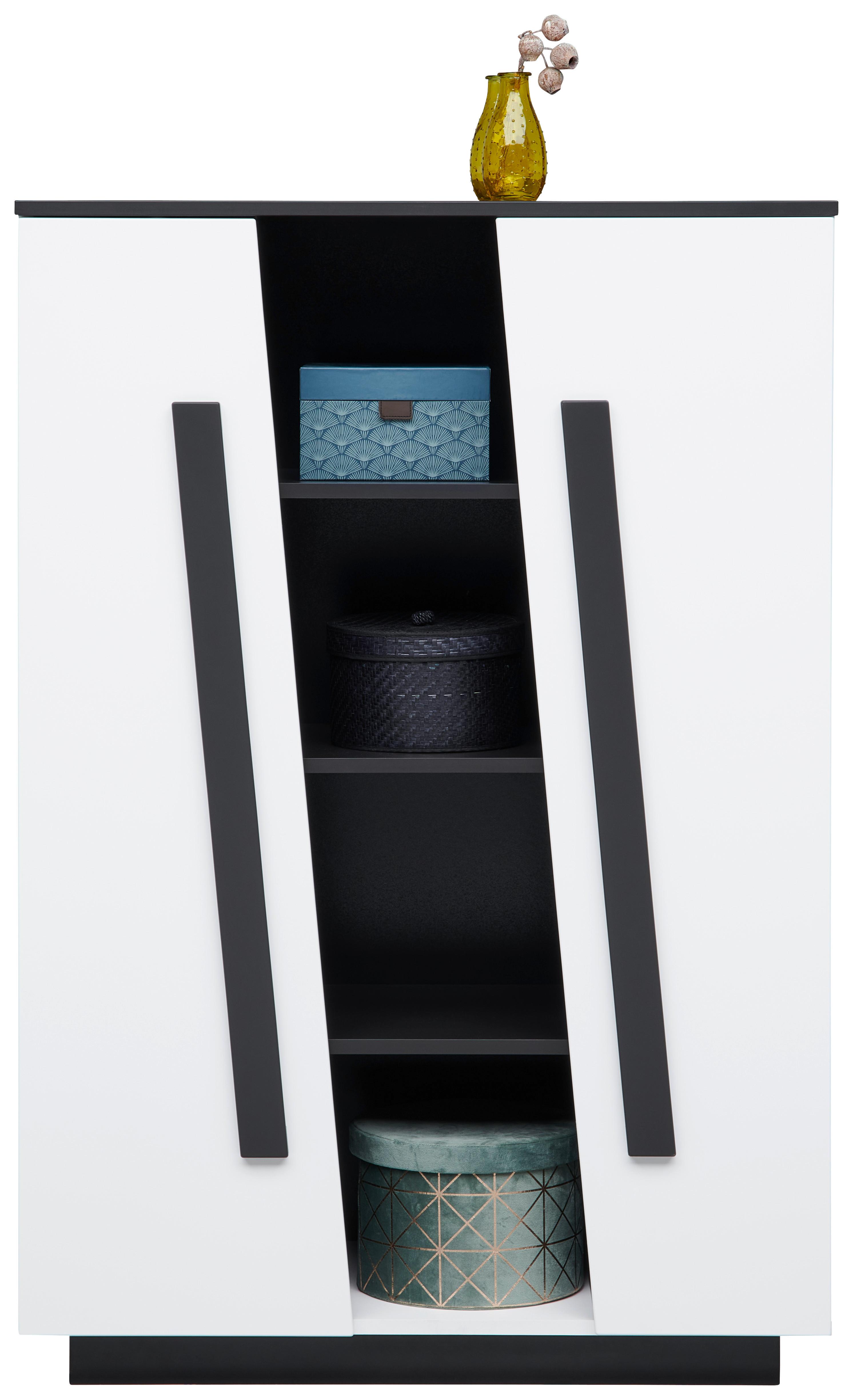 Highboard B: 85 cm Maxi Weiß/Grau