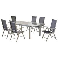 Gartenset Amalfi - Blau/Silberfarben, MODERN, Textil/Metall - Gardenson