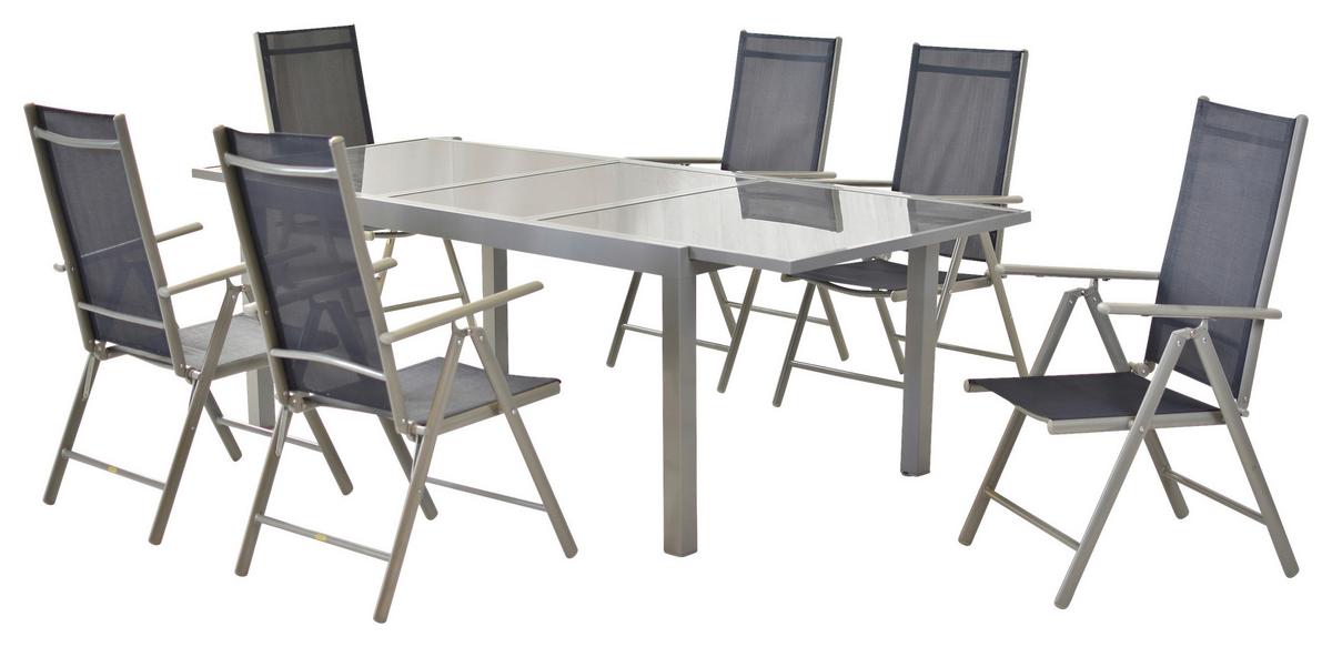 Gartenset Amalfi - Blau/Silberfarben, MODERN, Textil/Metall - Gardenson