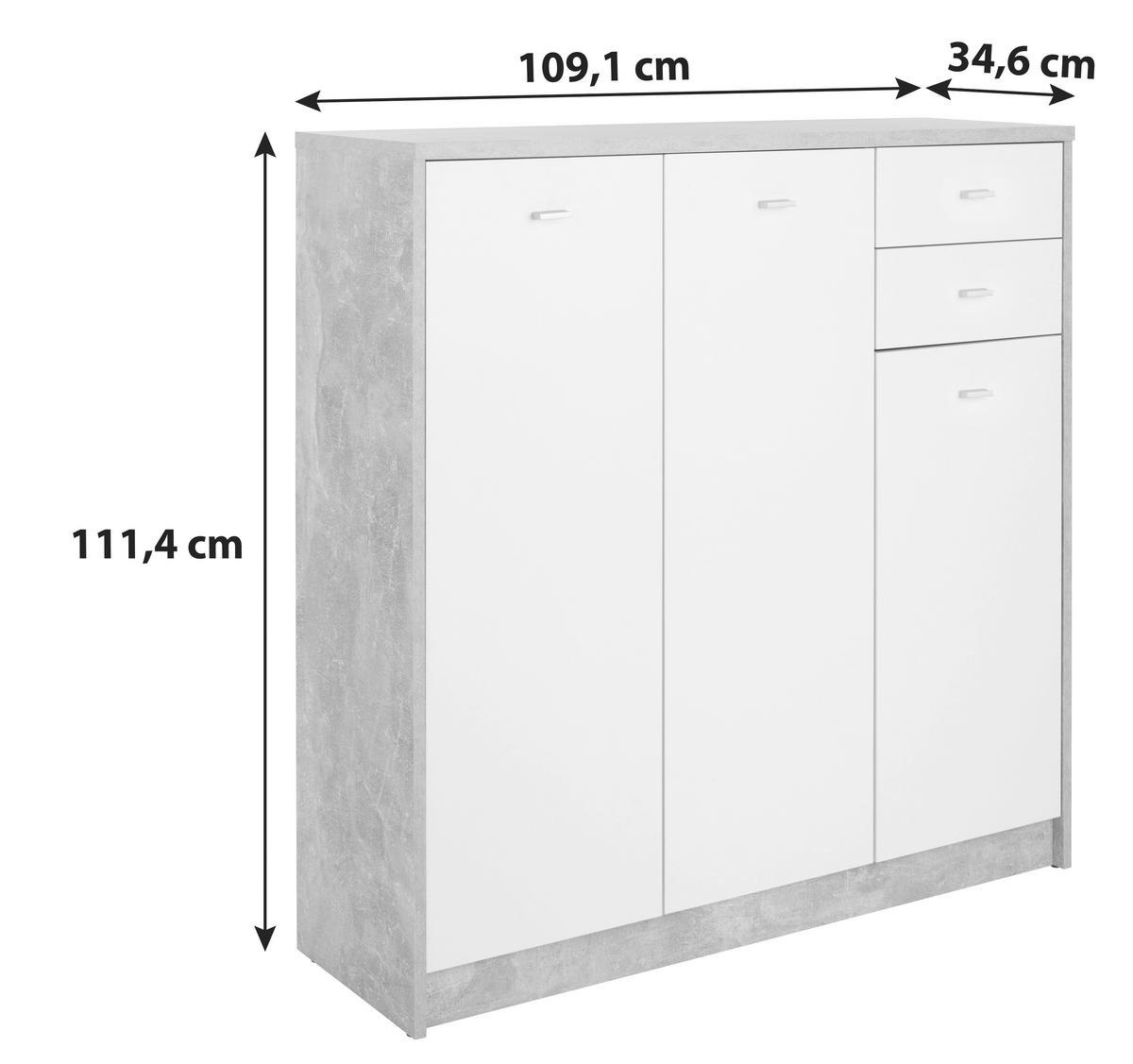 KOMODA 4-YOU NEW YUK09 - čierna/biela, Modern, kompozitné drevo/plast (109,1/111,4/34,6cm)