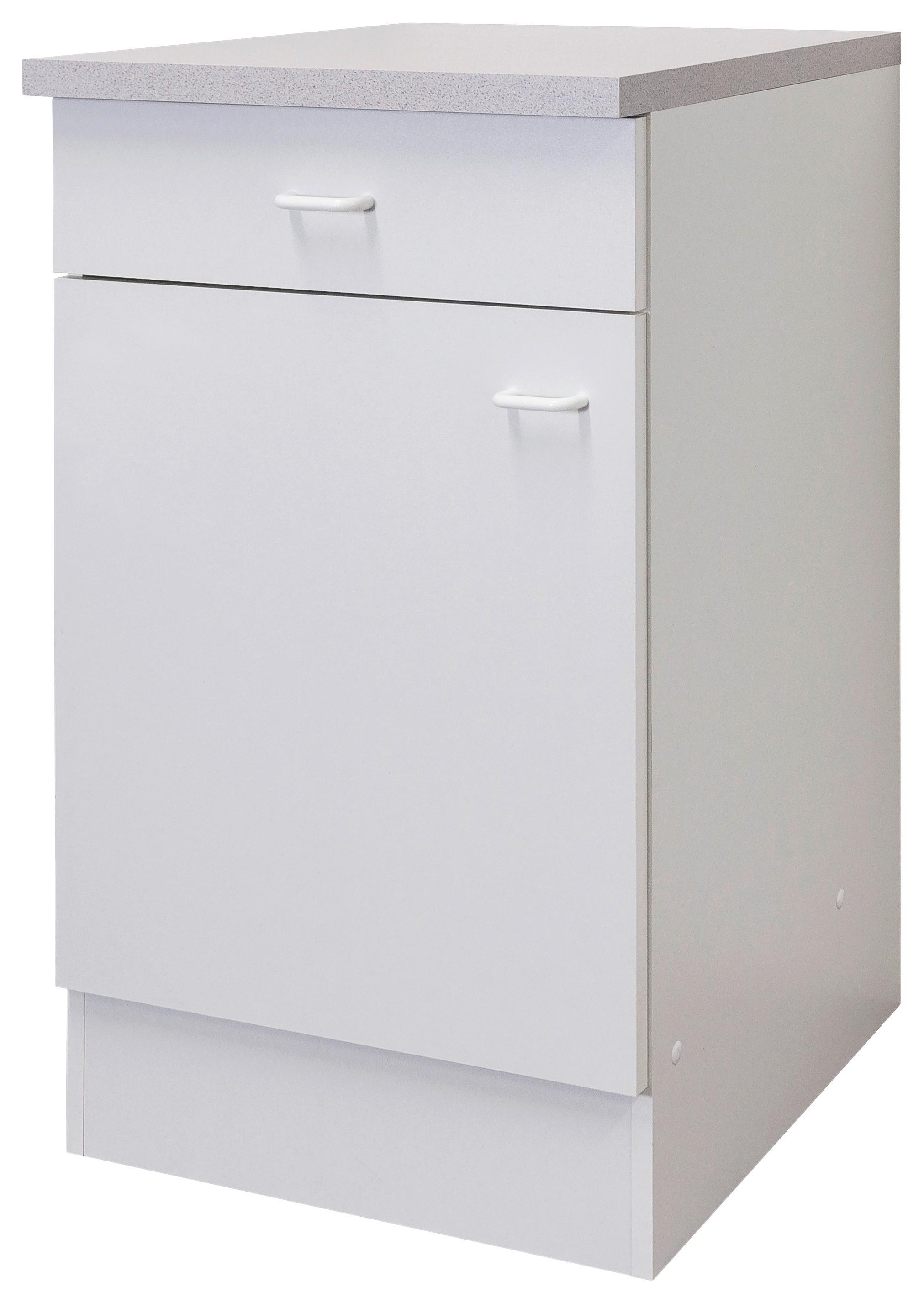 Küchenunterschrank Speed B: 50 cm Weiß mit Lade - Weiß, KONVENTIONELL, Holzwerkstoff (50/85/47cm)