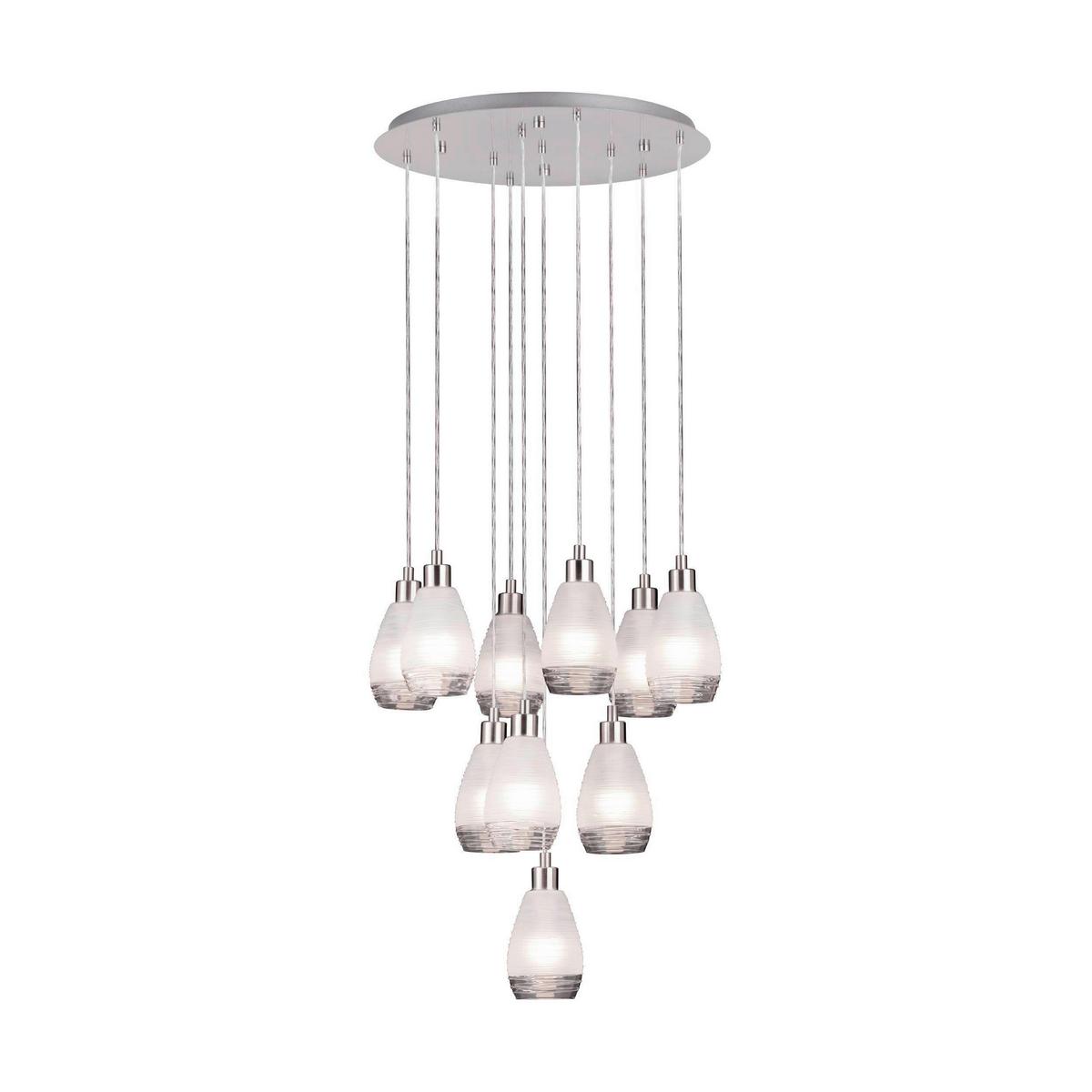 Hängeleuchte Weiß Nickelfarben D: 61,5 cm - Weiß/Nickelfarben, KONVENTIONELL, Glas/Metall (61,5/150cm) - Eglo