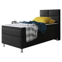 Boxspringbett mit Topper Lederlook 90x210 Miami - Silberfarben/Schwarz, KONVENTIONELL, Leder/Textil (90/115/210cm) - MID.YOU